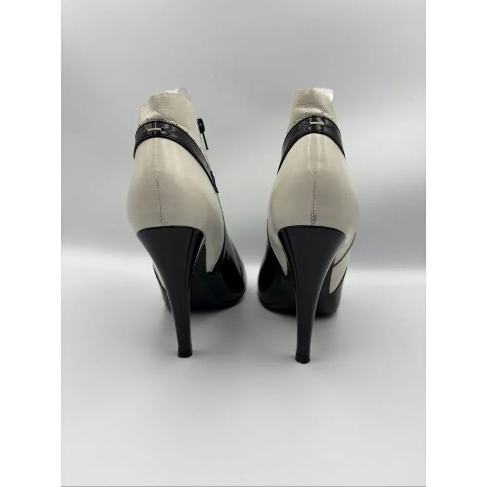 Maison Margiela Spectator Booties Patent Leather Black White 38.5 US 7.5 - Picture 10 of 12